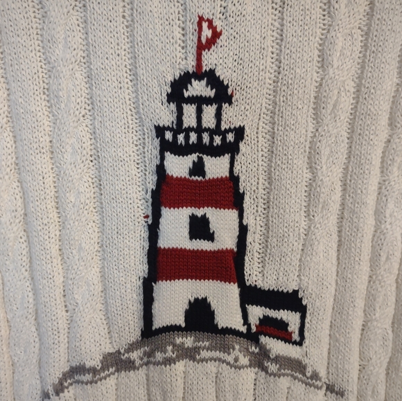 Maeve by Anthropologie Lighthouse Sailor Collar Cable Knit Cardigan White Large - Picture 10 of 16